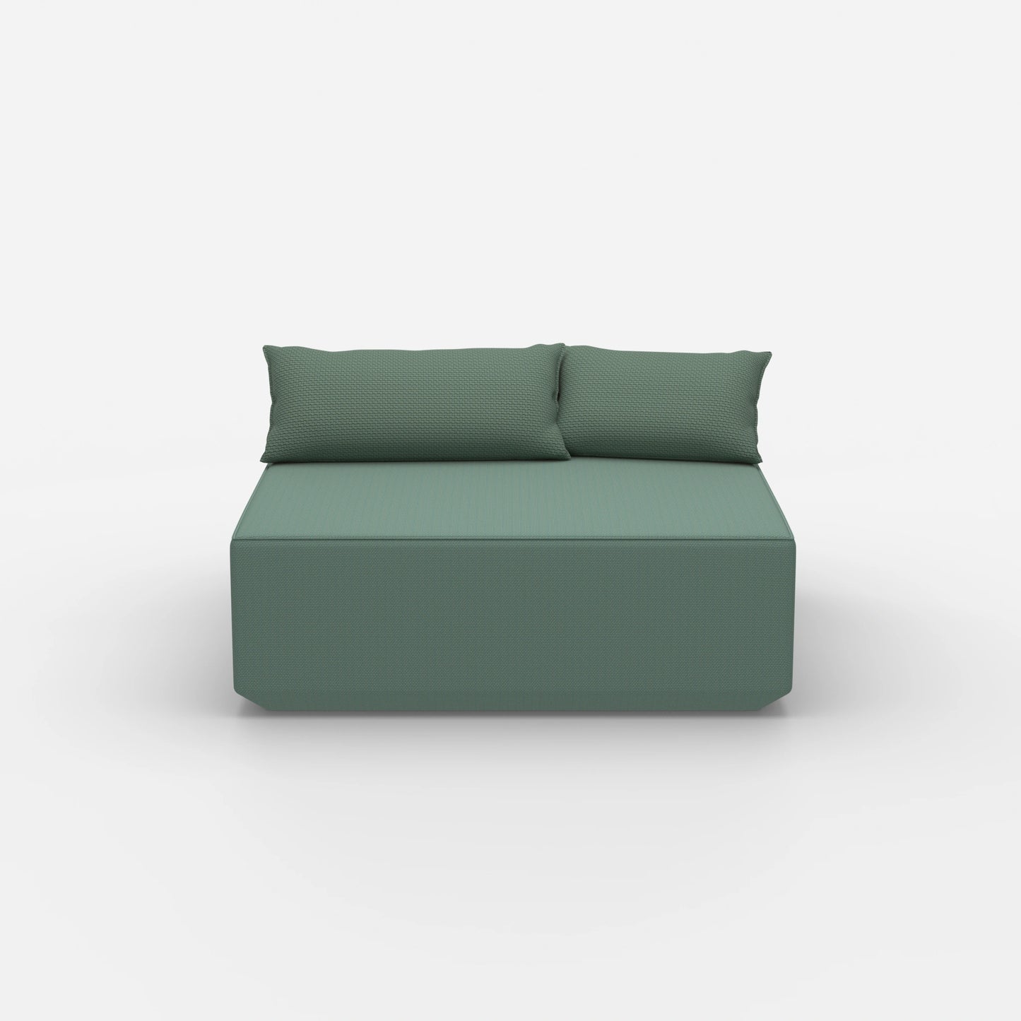 Pouf turchese visto frontalmente