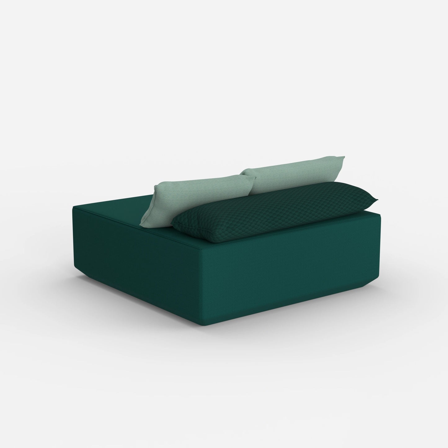 Pouf di seduta turchese da dietro