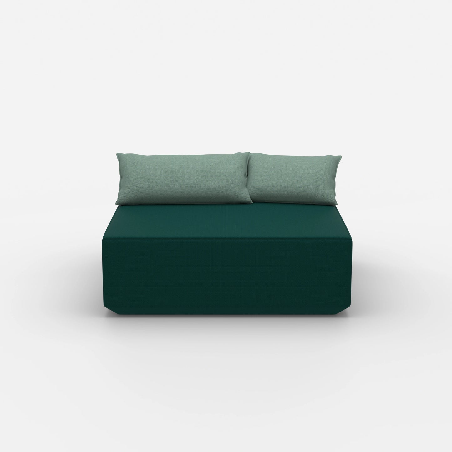 Pouf turchese visto frontalmente