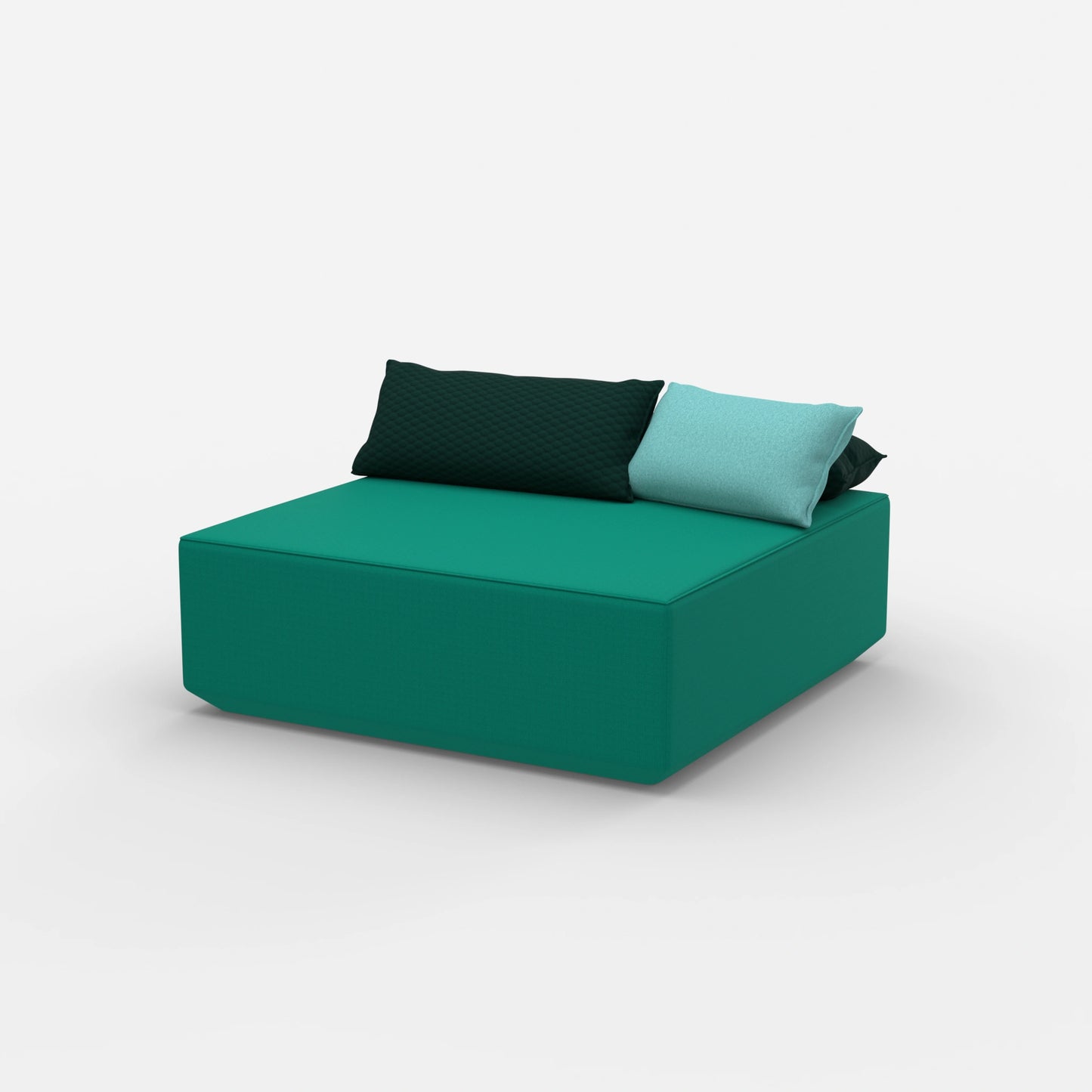 Pouf di seduta turchese dal lato